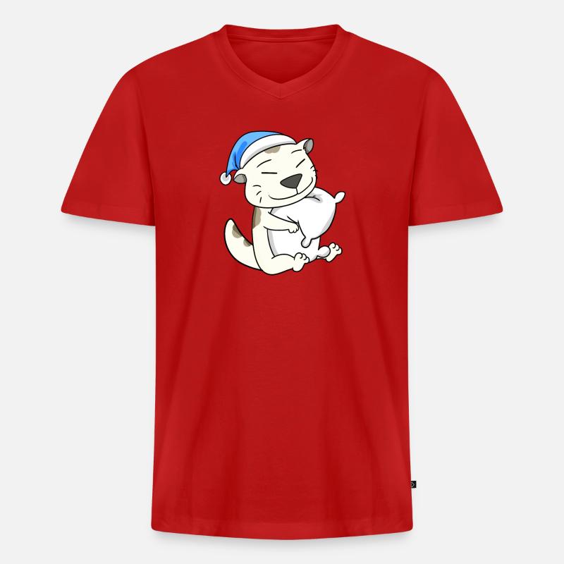 Katze Katzenrasse Devon Rex - Männer Premium Bio T-Shirt mit V-Ausschnitt - Rot