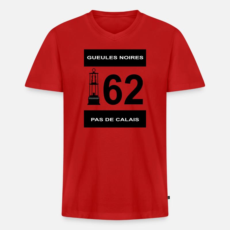 62 Pas de Calais - Männer Premium Bio T-Shirt mit V-Ausschnitt - Rot