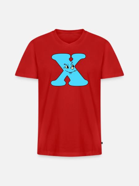 X - Männer Premium Bio T-Shirt mit V-Ausschnitt - Rot