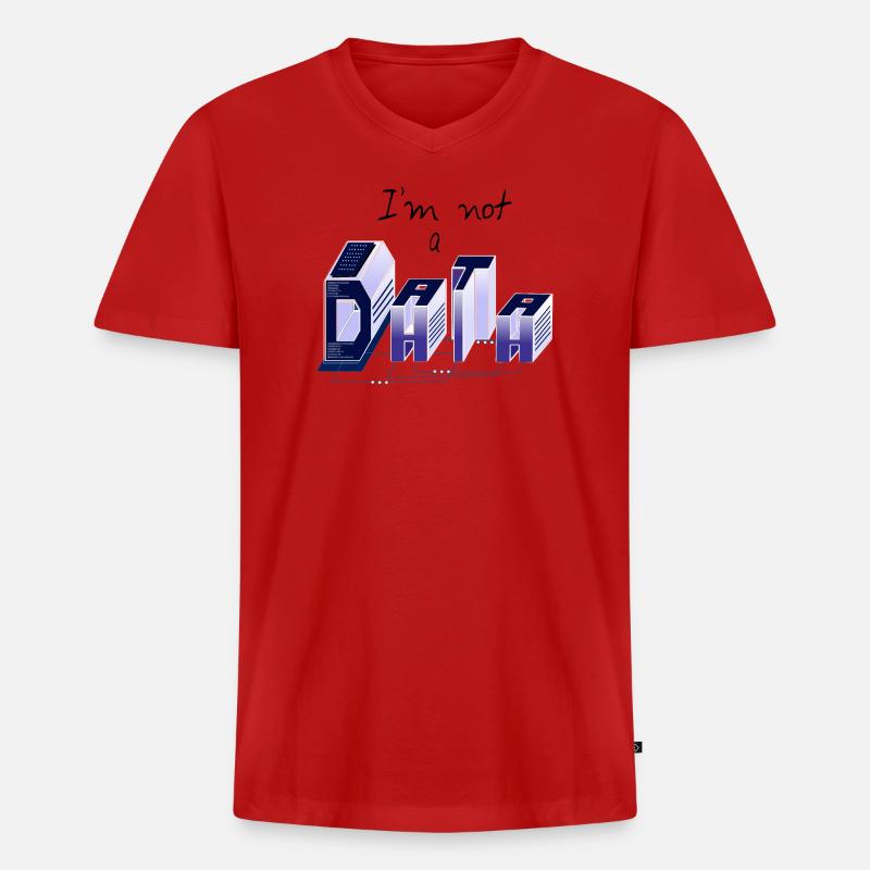 Ich bin kein DATA - Männer Premium Bio T-Shirt mit V-Ausschnitt - Rot