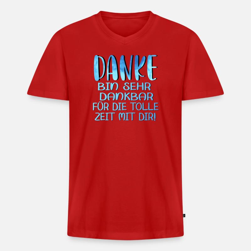 Abschiedsgeschenke - TOLLE ZEIT MIT DIR SPRÜCHE - Männer Premium Bio T-Shirt mit V-Ausschnitt - Rot