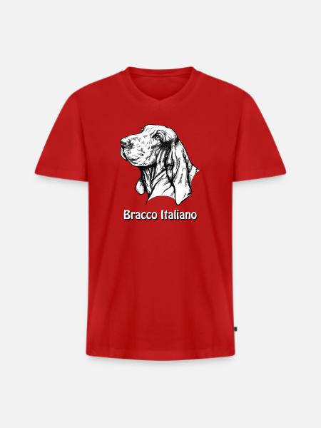 Bracco Italiano Portrait with text - Men's Premium Organic T-shirt with V-neck - red