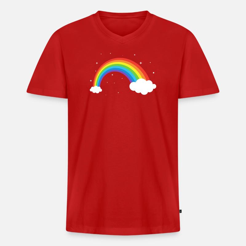 Kosmischer Regenbogenbogen - Männer Premium Bio T-Shirt mit V-Ausschnitt - Rot