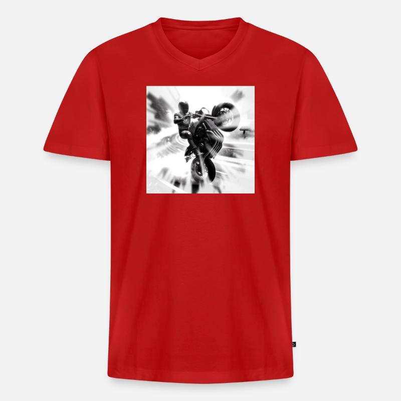 Der Biker ist willig - Männer Premium Bio T-Shirt mit V-Ausschnitt - Rot