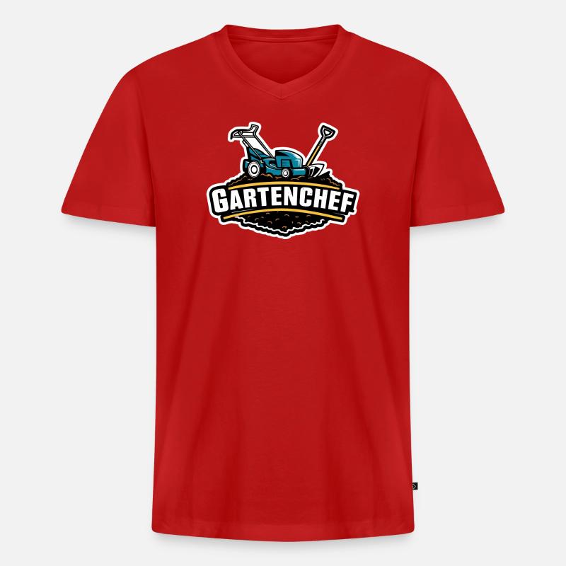 Gartenarbeit Gartenchef - Männer Premium Bio T-Shirt mit V-Ausschnitt - Rot