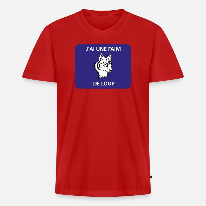 Ich bin hungrig wie ein Wolf - Männer Premium Bio T-Shirt mit V-Ausschnitt - Rot