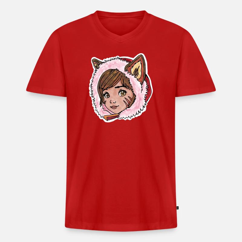 Rotkäppchen als kleiner Wolf - Männer Premium Bio T-Shirt mit V-Ausschnitt - Rot