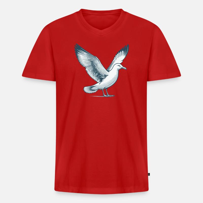 Möwe - Männer Premium Bio T-Shirt mit V-Ausschnitt - Rot