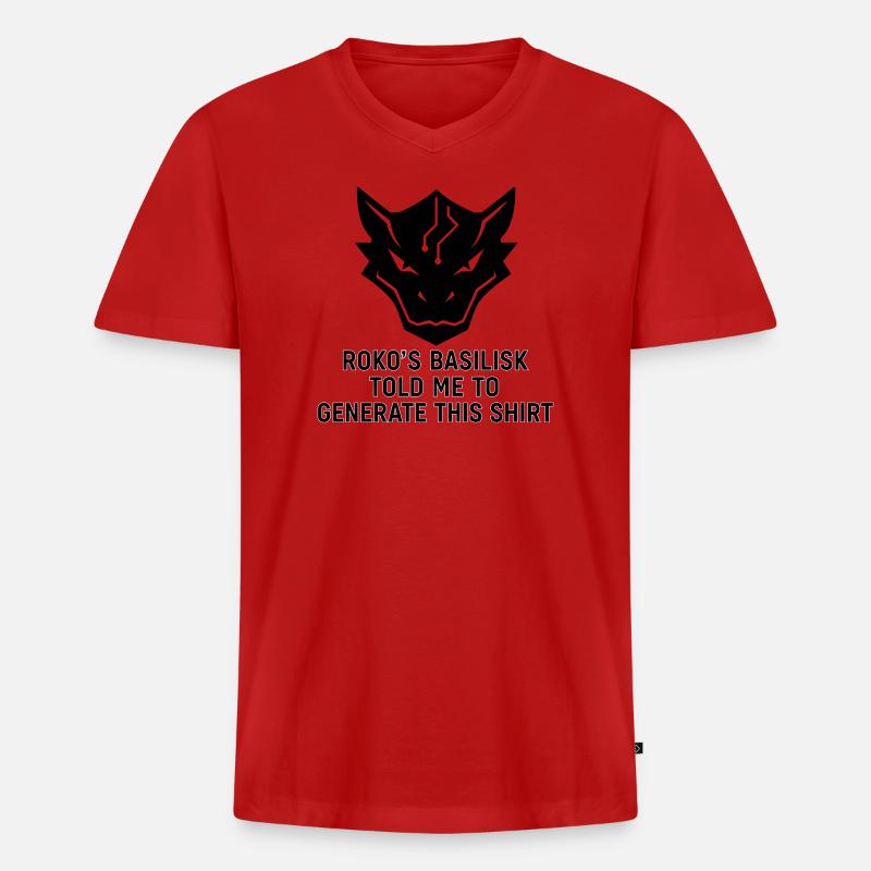 Generated by the Basilisk - Men's Premium Organic T-shirt with V-neck - red