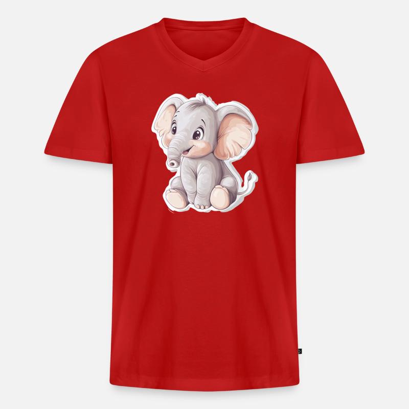 Elefant - Männer Premium Bio T-Shirt mit V-Ausschnitt - Rot
