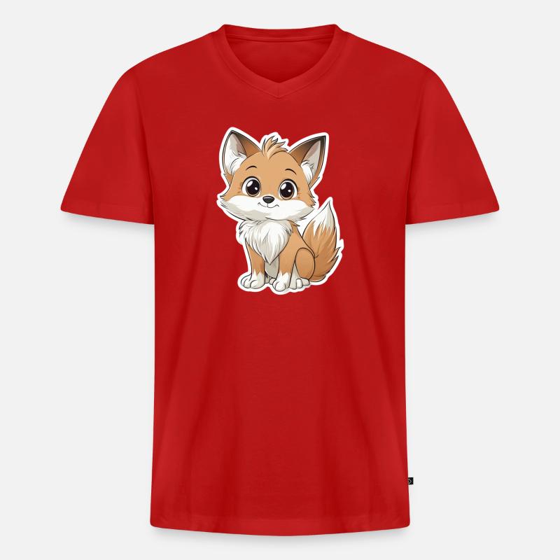 Fuchs - Männer Premium Bio T-Shirt mit V-Ausschnitt - Rot
