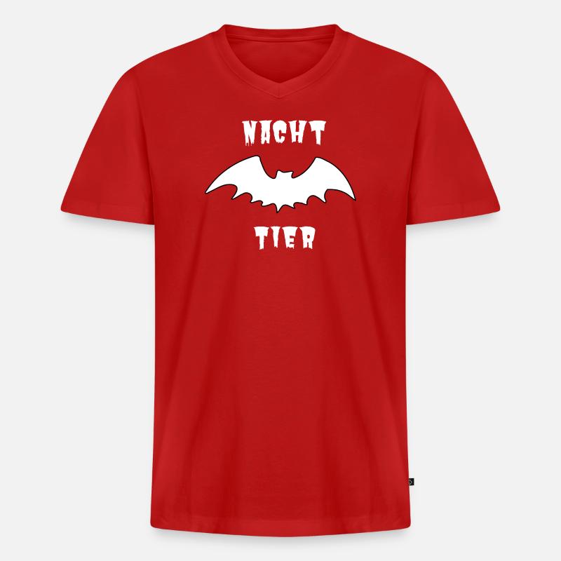 Nachttier_Weis_1 - Männer Premium Bio T-Shirt mit V-Ausschnitt - Rot