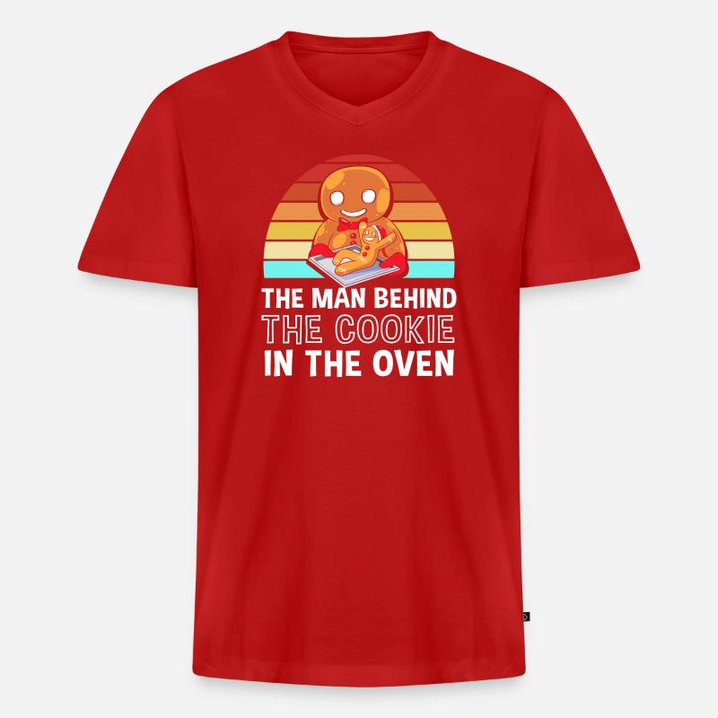 Werdender Papa werdende Väter - Männer Premium Bio T-Shirt mit V-Ausschnitt - Rot