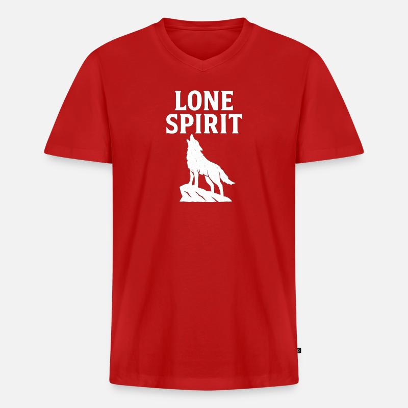 Design des einsamen Wolfsgeistes - Männer Premium Bio T-Shirt mit V-Ausschnitt - Rot