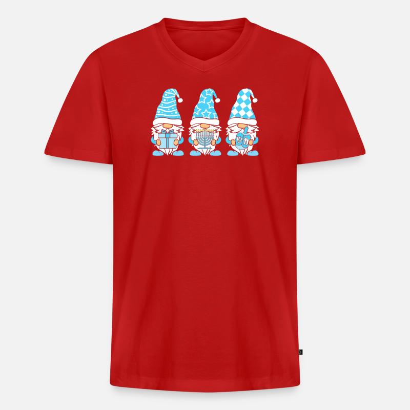 Hanoukka Hanoukka Hanoukka Chai - T-shirt encolure en V Premium bio Homme - rouge