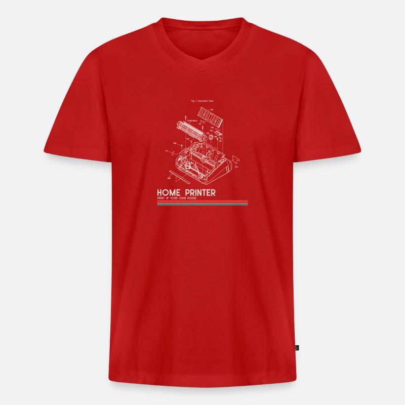 Heimdruck Blaupause Eigenbau Drucker - Männer Premium Bio T-Shirt mit V-Ausschnitt - Rot