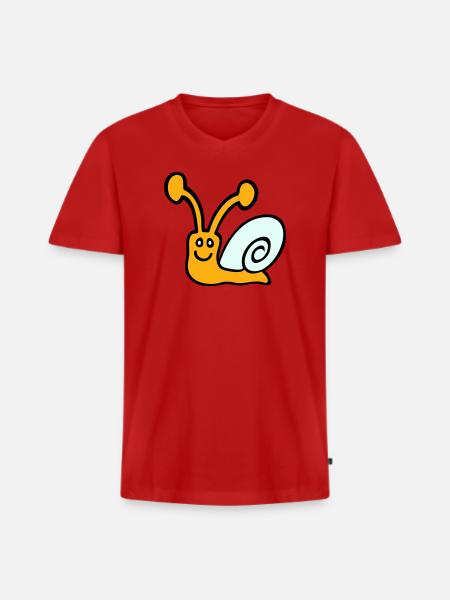 Snail Shell Cute Cute Happy Cool - Men's Premium Organic T-shirt with V-neck - red