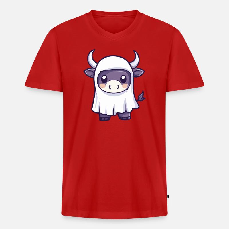 Stier Halloween Geist - Männer Premium Bio T-Shirt mit V-Ausschnitt - Rot