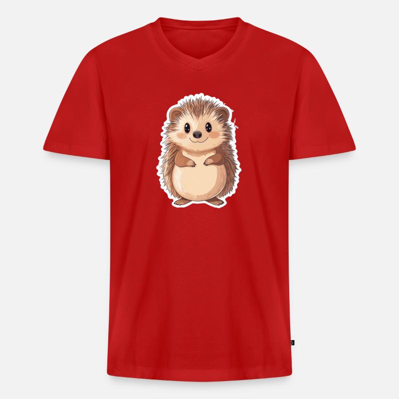 Igel - Männer Premium Bio T-Shirt mit V-Ausschnitt - Rot