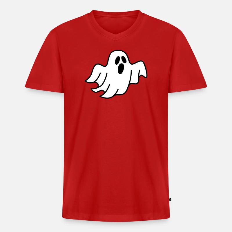 Geist oder Gespenst - Männer Premium Bio T-Shirt mit V-Ausschnitt - Rot