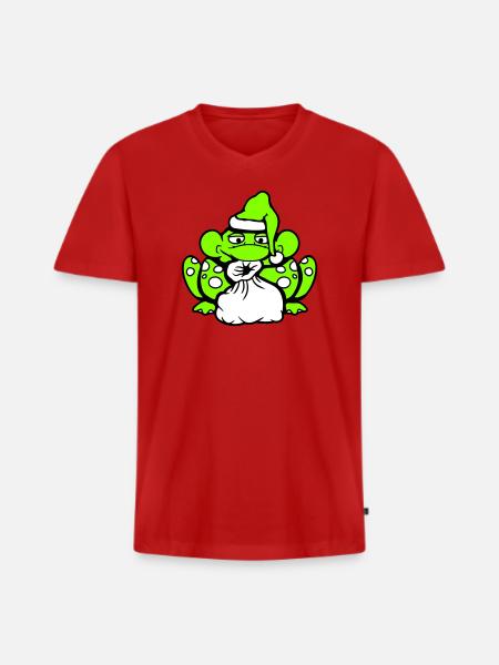 Frog Santa Claus Christmas Hat Gift - Men's Premium Organic T-shirt with V-neck - red