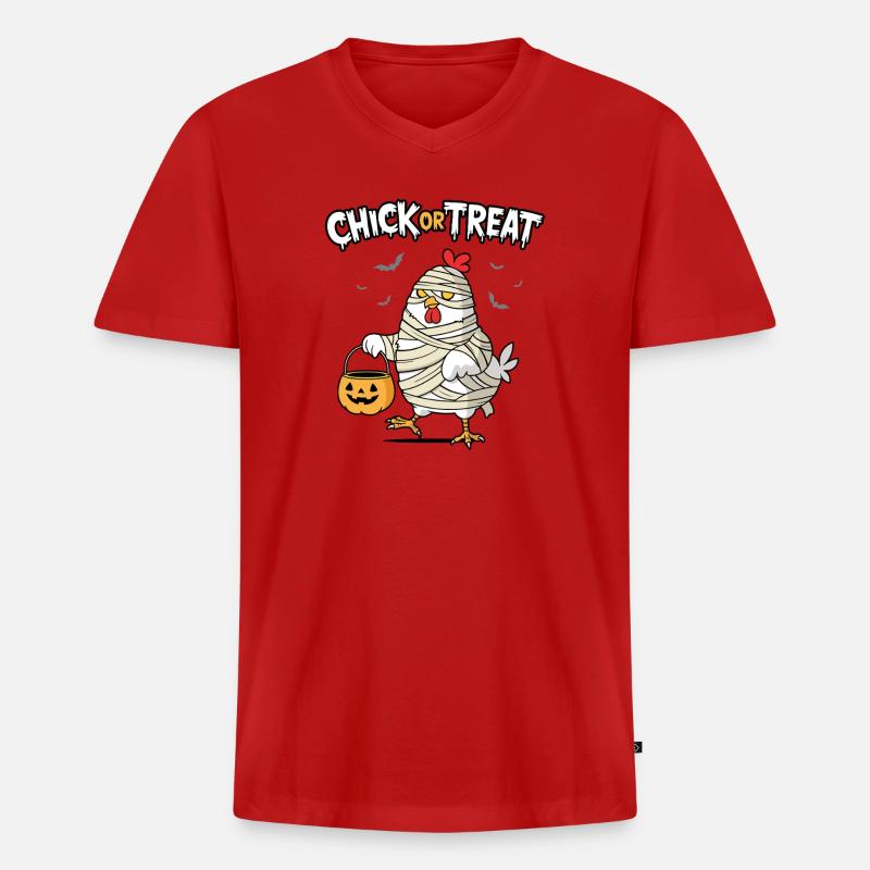 Küken oder Leckerli - Männer Premium Bio T-Shirt mit V-Ausschnitt - Rot