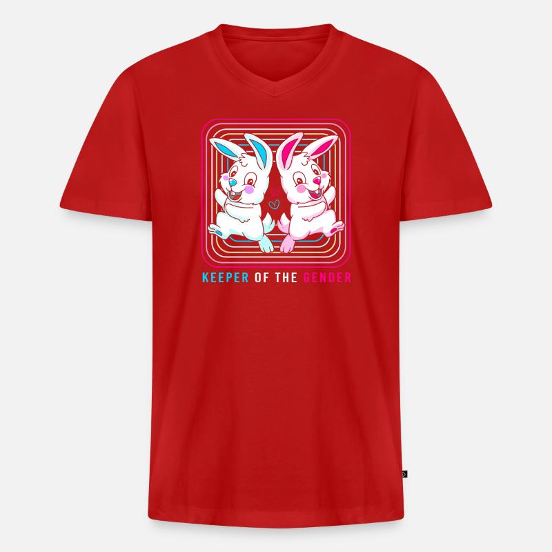 Gender Reveal Ostern Werdende Mutter - Männer Premium Bio T-Shirt mit V-Ausschnitt - Rot