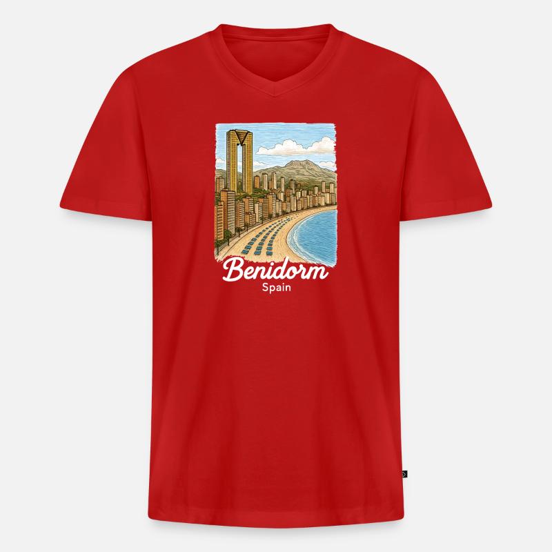 Benidorm Spanien - Männer Premium Bio T-Shirt mit V-Ausschnitt - Rot