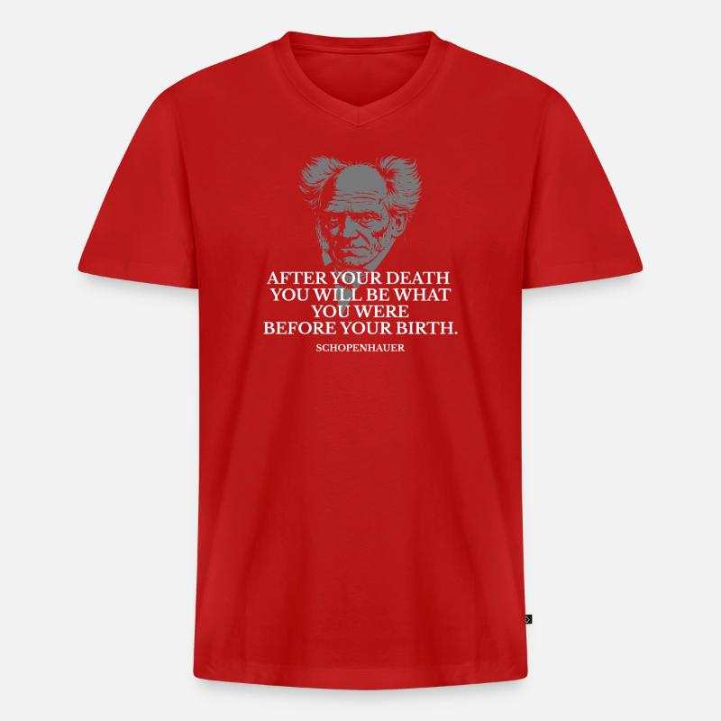 Schopenhauer Geburts- und Todeszitat - Männer Premium Bio T-Shirt mit V-Ausschnitt - Rot