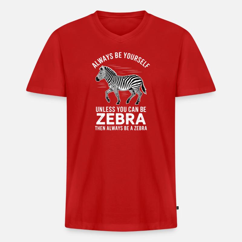 Zebra Spruch Lustiges Zebra Geschenk - Männer Premium Bio T-Shirt mit V-Ausschnitt - Rot