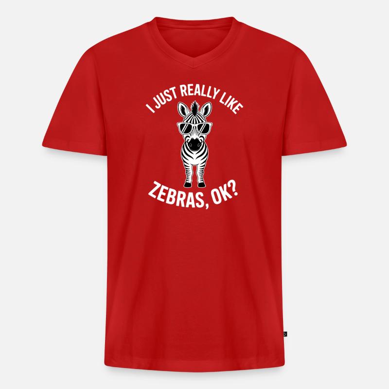Zebra Spruch Lustiges Zebra Geschenk - Männer Premium Bio T-Shirt mit V-Ausschnitt - Rot