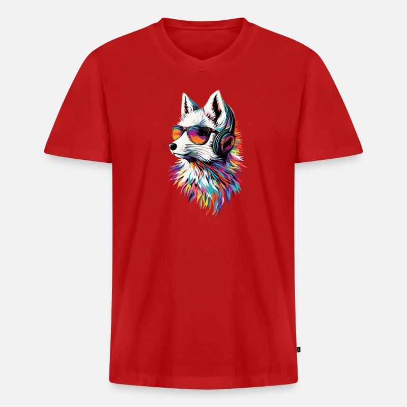 Polarfuchs Schneefuchs Eisfuchs Süßer Weißer Fuchs - Männer Premium Bio T-Shirt mit V-Ausschnitt - Rot