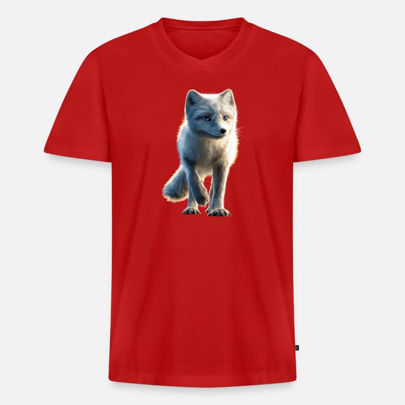 Polarfuchs Schneefuchs Eisfuchs Süßer Weißer Fuchs - Männer Premium Bio T-Shirt mit V-Ausschnitt - Rot