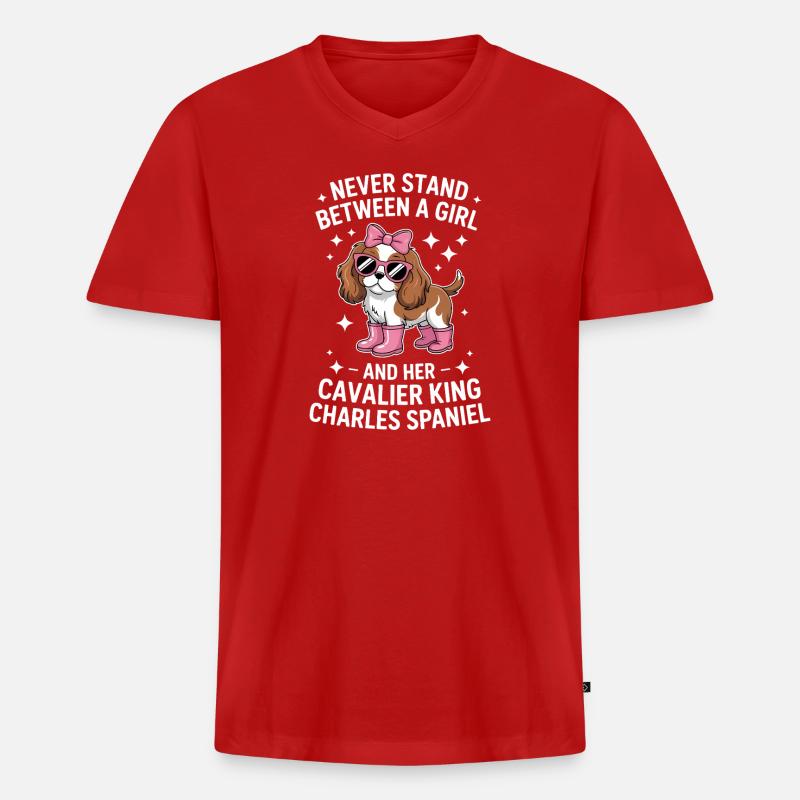 Cavalier King Charles Spaniel Geschenk - Männer Premium Bio T-Shirt mit V-Ausschnitt - Rot