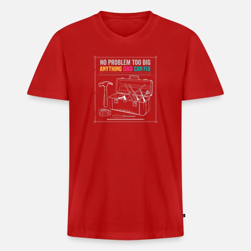 Dad Fix It Toolbox Grafik  - Männer Premium Bio T-Shirt mit V-Ausschnitt - Rot