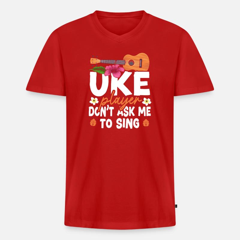 Hawaiian Ukulele Uke Uke Player - Männer Premium Bio T-Shirt mit V-Ausschnitt - Rot