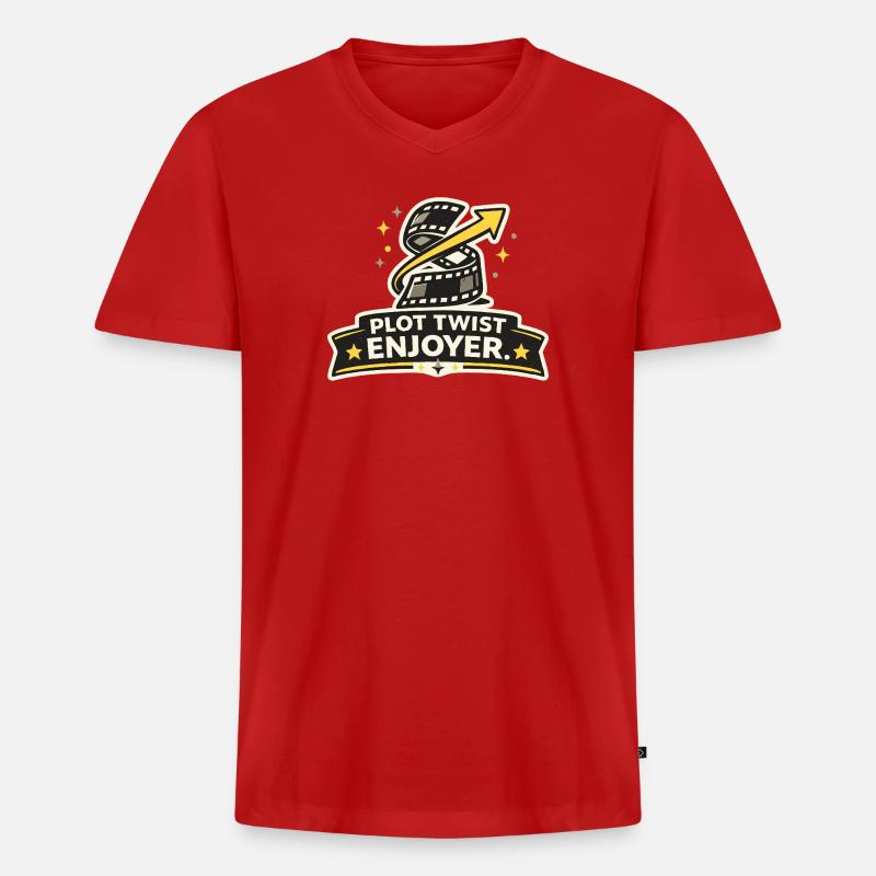 Plot Twist Enjoyer - Männer Premium Bio T-Shirt mit V-Ausschnitt - Rot