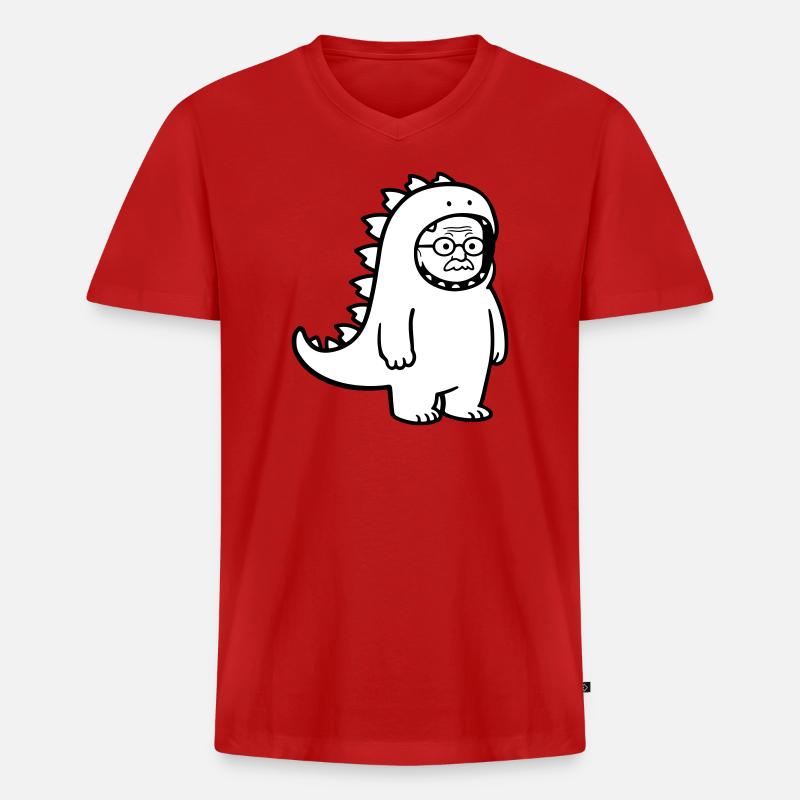 Karnevalmuffel Opa - Männer Premium Bio T-Shirt mit V-Ausschnitt - Rot