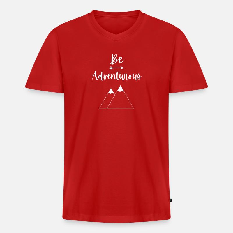 Sei abenteuerlustig - Männer Premium Bio T-Shirt mit V-Ausschnitt - Rot