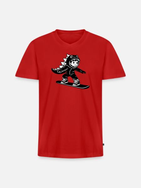 Snowboard Dragon Boy - Men's Premium Organic T-shirt with V-neck - red