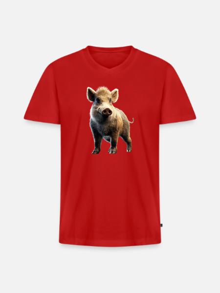Wildschwein Schwarzwild Wildschweine Schwein Jäger - Männer Premium Bio T-Shirt mit V-Ausschnitt - Rot