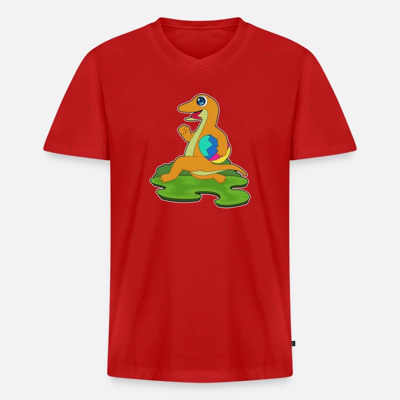 Lizard Easter Easter Egg - Men's Premium Organic T-shirt with V-neck - red