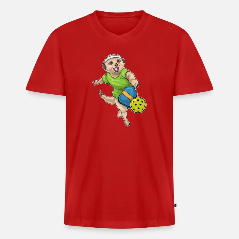 Erdmännchen Pickleball - Männer Premium Bio T-Shirt mit V-Ausschnitt - Rot