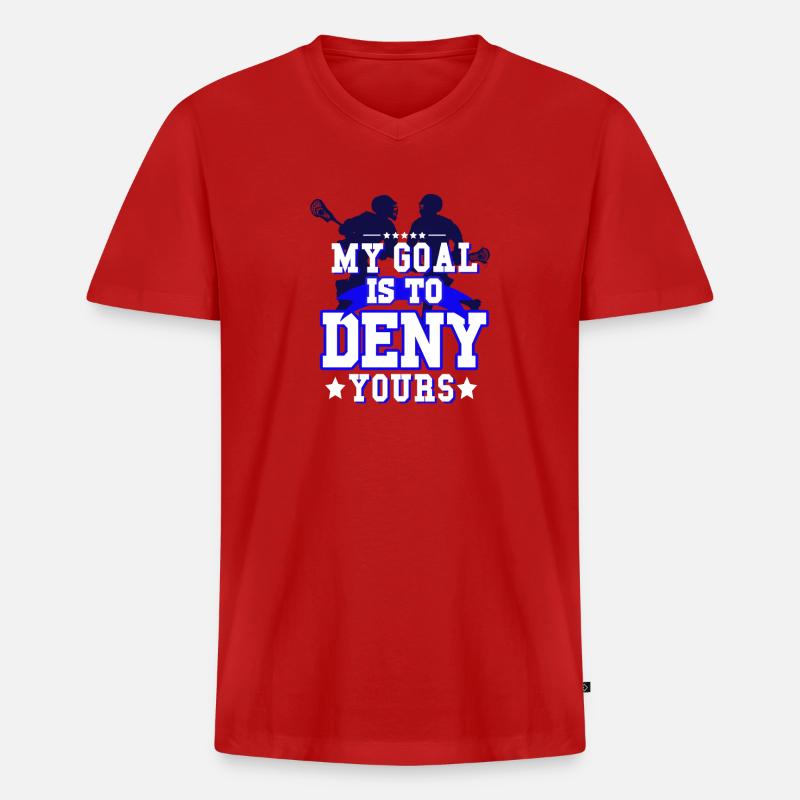 Mon objectif est de refuser votre conception de lacrosse - T-shirt encolure en V Premium bio Homme - rouge