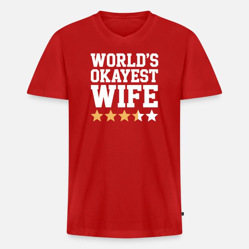 Die beste Ehefrau der Welt - Männer Premium Bio T-Shirt mit V-Ausschnitt - Rot