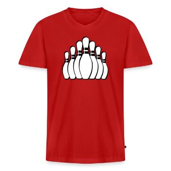 Quilles Quilles Quilles Quilles - T-shirt encolure en V Premium bio Homme - rouge - Devant - Nico (187cm)