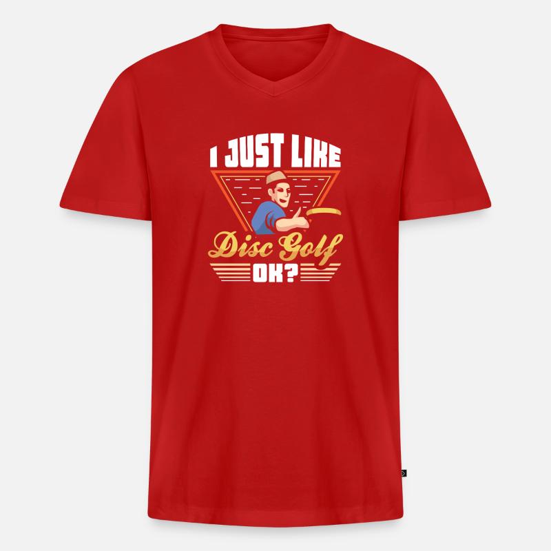 Disc Golf Geschenke Discgolf - Männer Premium Bio T-Shirt mit V-Ausschnitt - Rot