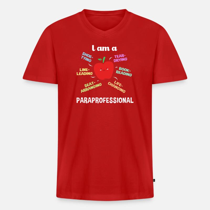 Lehrerassistent Paraprofessional Paraeducator - Männer Premium Bio T-Shirt mit V-Ausschnitt - Rot