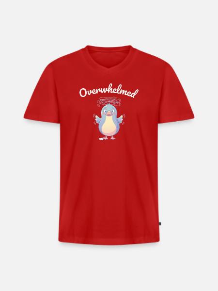 Overwhelmed Bird Cartoon Style - Men's Premium Organic T-shirt with V-neck - red