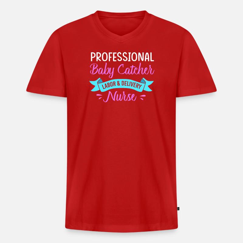 Fødsel i jordemoderfaget - Premium økologisk T-shirt med V-hals til mænd - rød